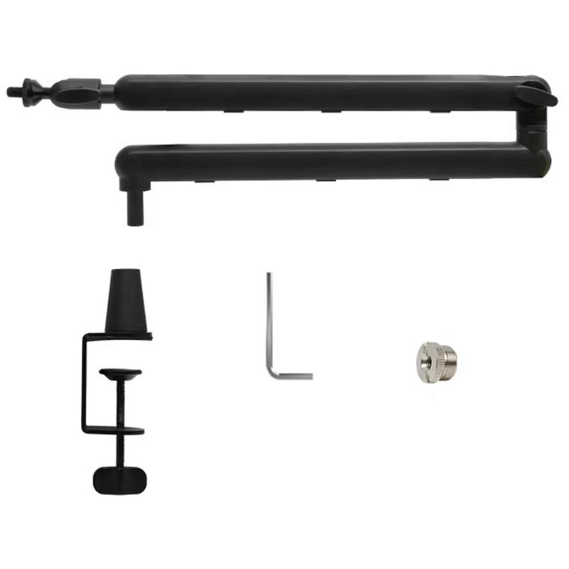 Foldable Portable Aluminum Mic Boom Stand Shake Proof Design Compatible for Smartphones Tablets Podcast Studio Use