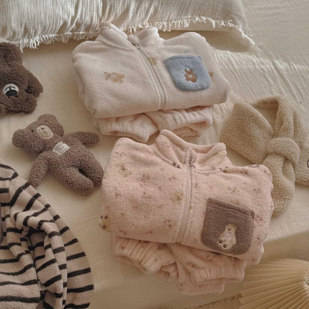 Warme Korallenfleece-Pyjamaset für Kinder mit Cartoon-Print für Jungen und Mädchen