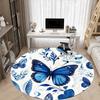 1pc Butterfly Floral Office Round Area Rug, Indoor Mat Suitable For Office, Under Office Chairs Bedroom Living Room Home Decor, Room Deco