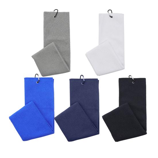 Golf Towel with Carabiner Absorbent Microfiber Towel Waffle Textured Golf Rag with Clip for Cart Club or Bag Golf Accessories Cleaning