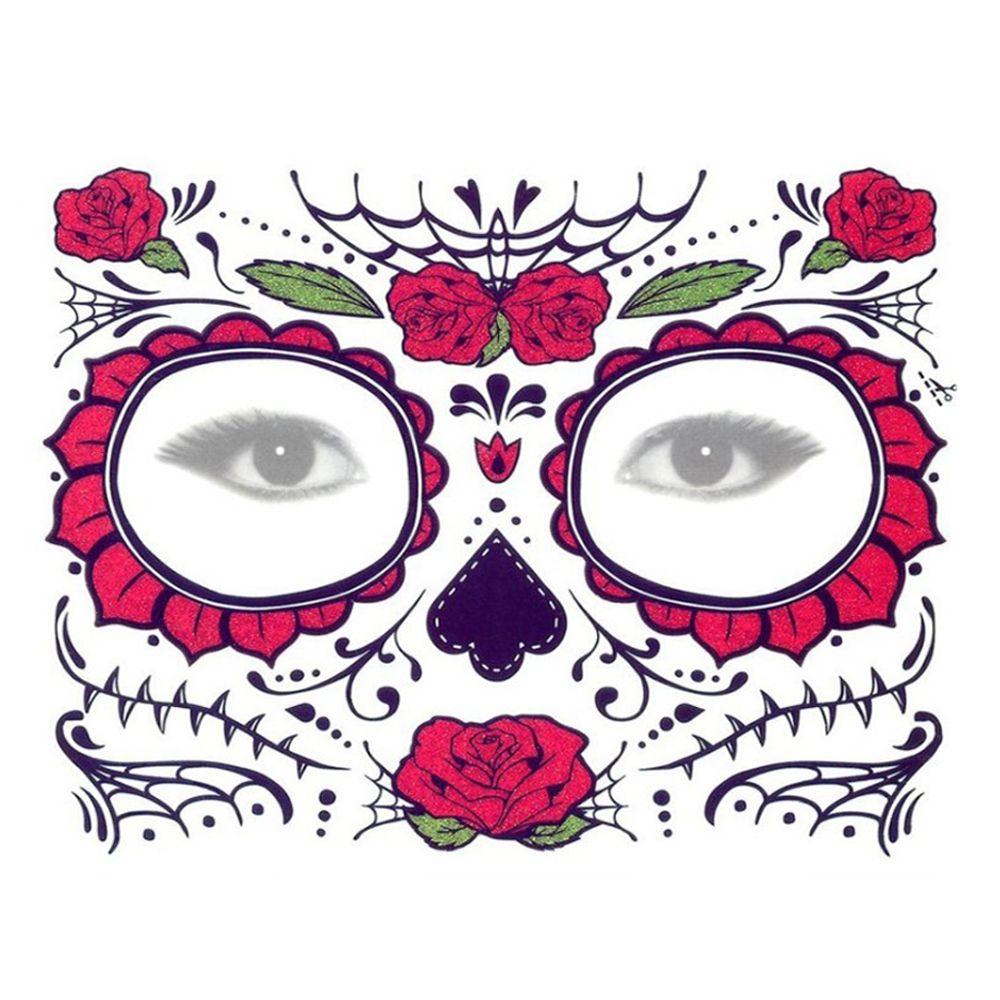Pop Face Decal Waterproof Halloween Dress Up Day Of The Dead Temporary Stickers Facial Makeup