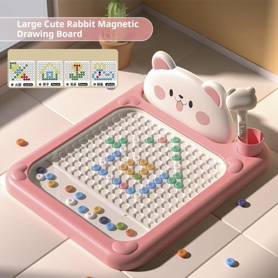Magnetic Stroke Drawing Board Bear Design Interactive Bead Pen Game Pattern Sketching Board Portable Travel Art Kit