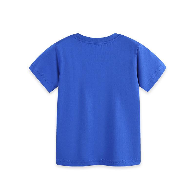 New Summer Boys' Short-sleeved T-shirt Pullover with Dinosaur Print