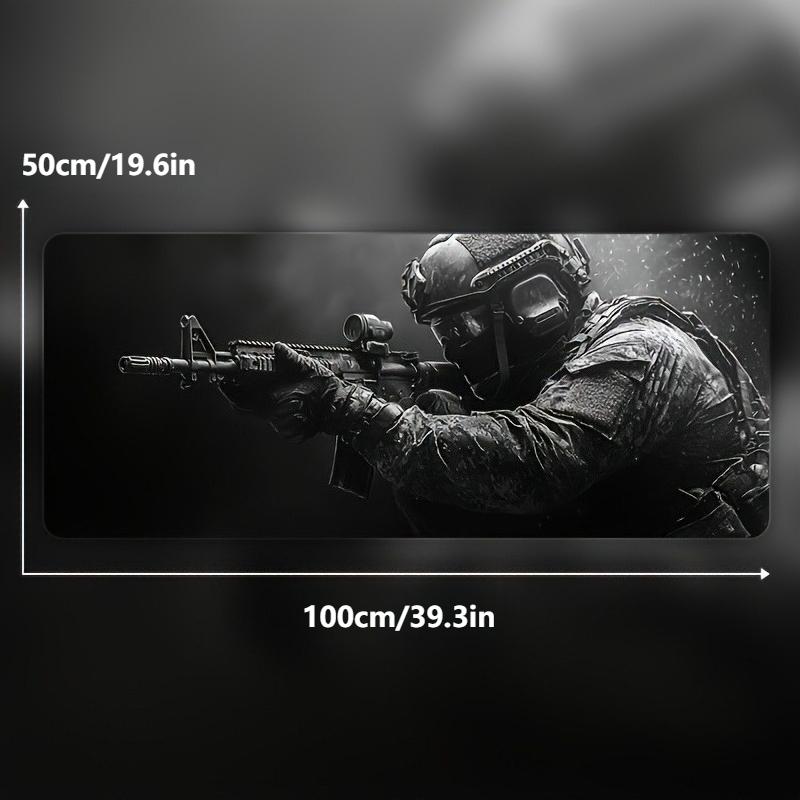 Extended XXL Tactical Gaming Mousepad - Soldier Art Design, Anti-Slip Rubber Base, Waterproof Desk Mat for PC Gamer, Work & Office