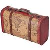 Vintage koffer, draagbaar, samengesteld hout, kaartpatroon, vintage opbergkist
