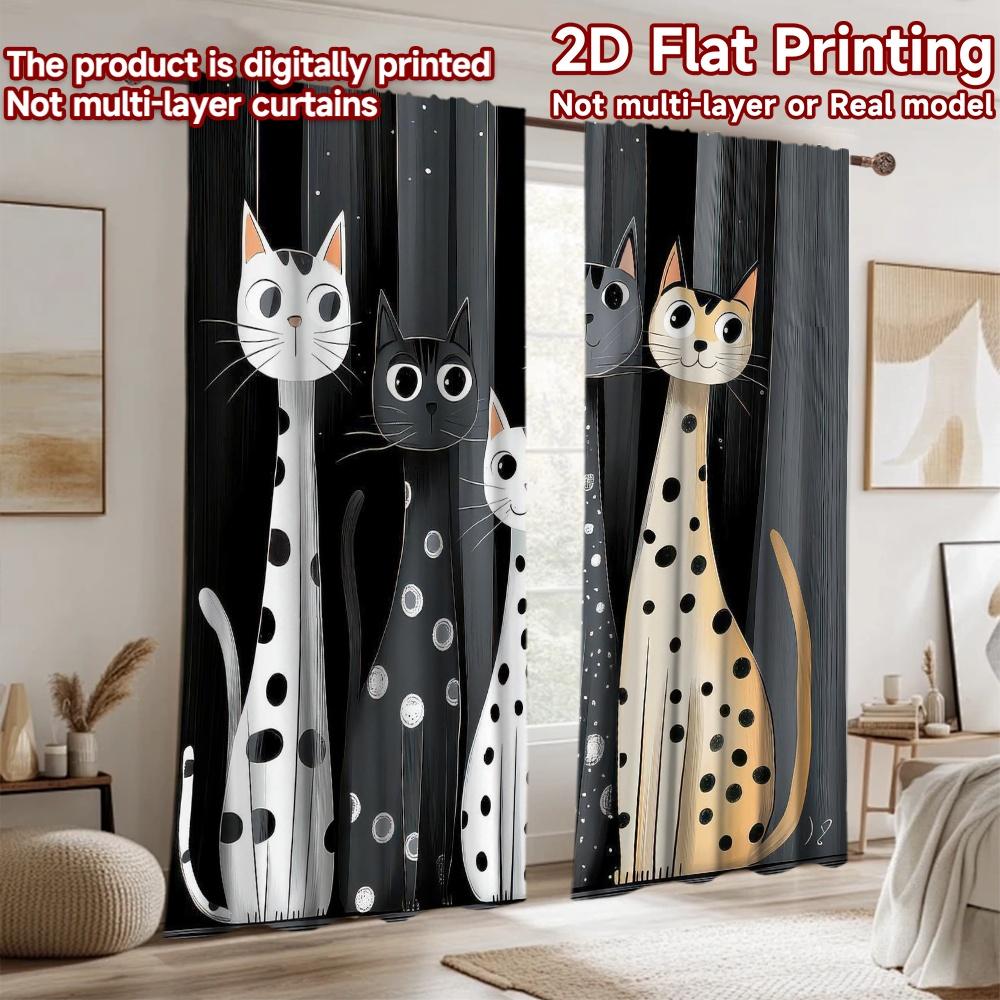 2D Flat Photography Backdrop Background Banner Five Playful Cats 100% Polyester Festive Wall Decor Perfect for Holiday