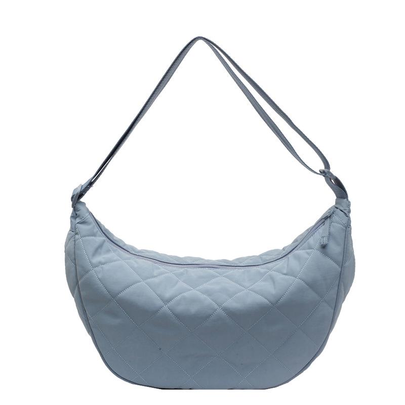 Eenvoudige schoudertas van nylonstof, gewatteerde dumplingtas, casual crossbodytas voor mannen en vrouwen