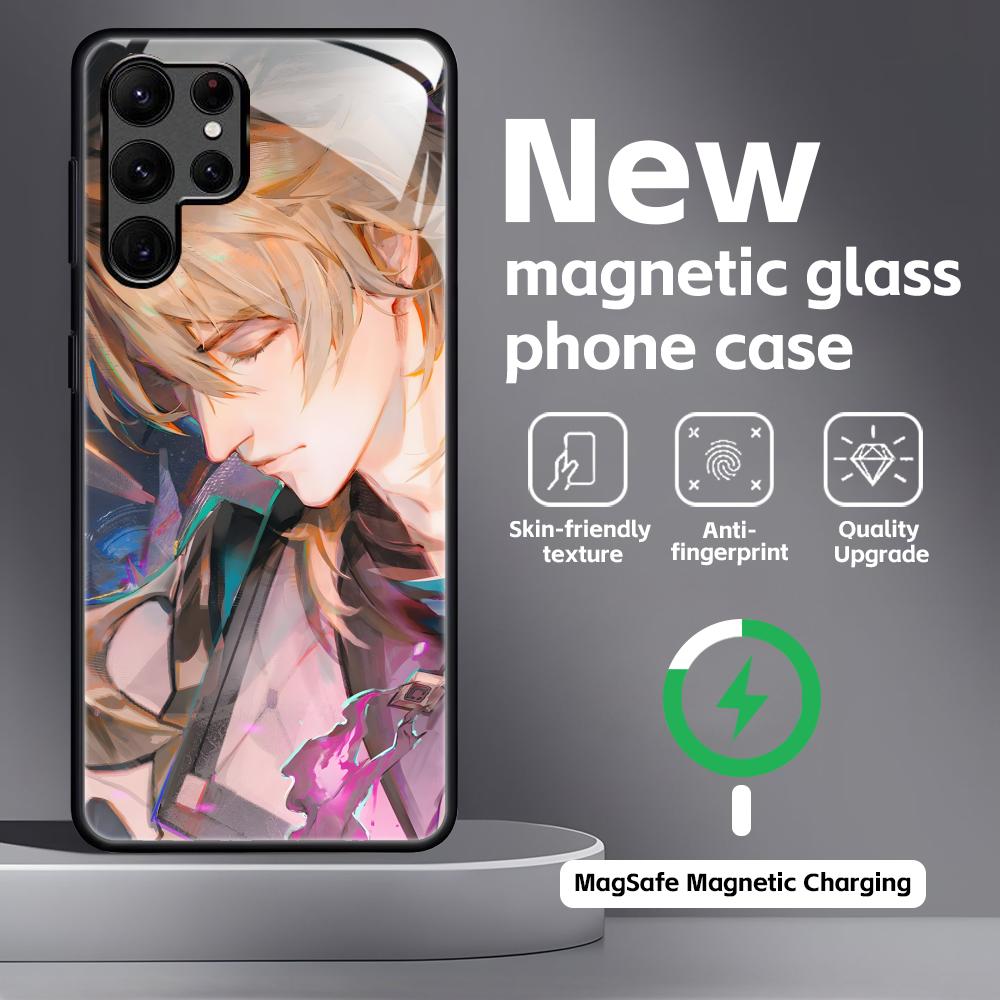 Genshin impact Varka Handyhülle Für Samsung S26 S25 S24 S23 S22 S21 Plus Ultra Note20 Glas Magnetische Hülle