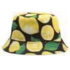 Summer Lemon Printed Bucket Hats Suitable For Women Male Kids Cherry Pineapple Double-Sided Panama Caps Fishing Bob Sun Fisherman's Practical Use