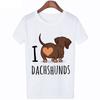 Ich liebe Dackel Alphabet T-Shirt Moda weibliches T-Shirt Harajuku Grafik T-Shirt Kawaii modisches T-Shirt weiblich