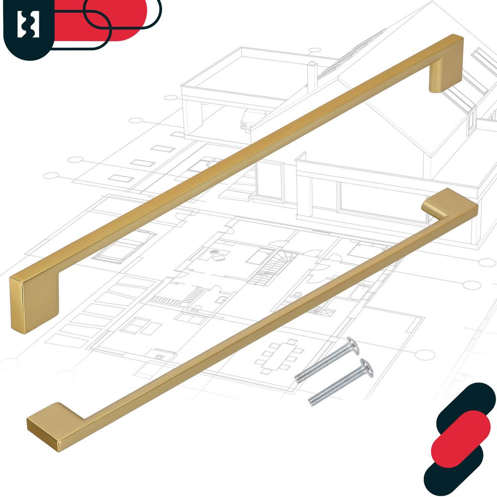 KOTARBAU® Kitchen Furniture Handle Classic Modern Oblong Long Matte Gold 358 MM Spacing 320 MM
