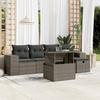 Vidaxl 6-Cz. Gartenmöbel-Set mit Kissen, Grau, Polyrattan