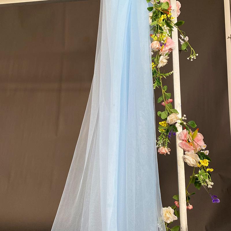 Weißer Gaze-Hochzeitsbogen & Deckenbehang – Chinesischer Stil Außen-Foto-Hintergrund
