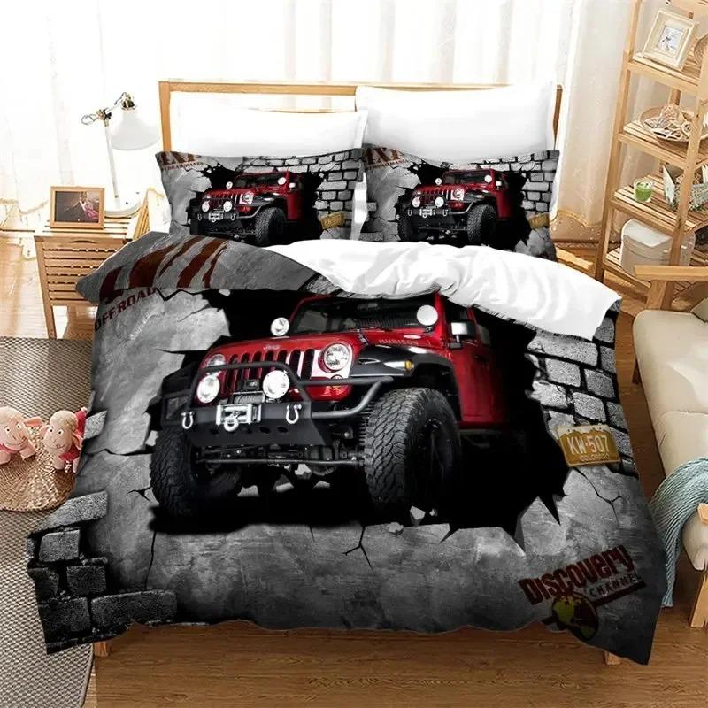 Cartoon Monster Truck Cool Vehicle Off Road Vehicle Bedding Collection Boys Girls Twin Queen Size Duvet Cover Pillowcase Bed Kids Adult
