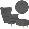 Wingback Armchair Eco Leather Gaja with Footrest Scandinavian Family Furniture Grey Silver