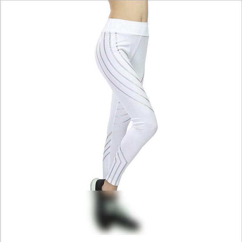 Hoge Taille Dames Leggings Reflecterende Streep Trainingsbroek Yogabroek Sport Fitness Sexy
