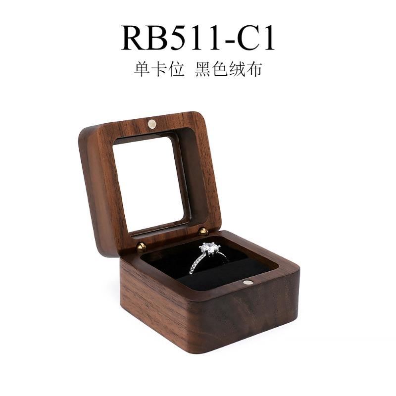 Walnut wood jewelry box - wedding ring box for engagement, diamond ring, valentine's day gift, and storage