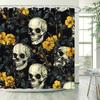 Dark Floral With Skulls Waterproof Shower Curtain For Modern Bathroom Decor, Stylish And Durable, Perfect For Home Use