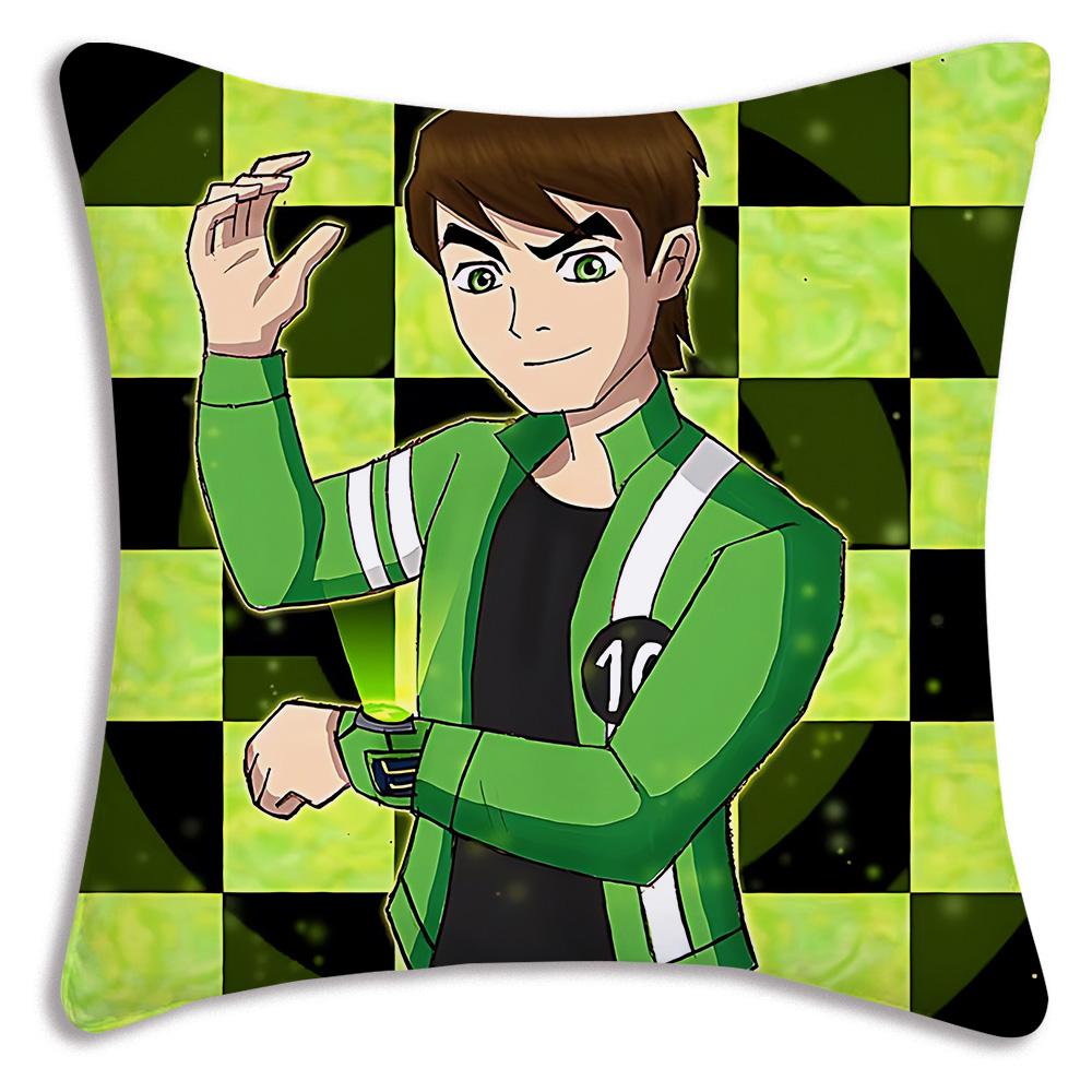 Anime B-Ben 10 Kissenbezüge Cartoon Sofa Dekoratives Zuhause Doppelseitiger Druck Kurzer Plüsch Niedlicher Kissenbezug