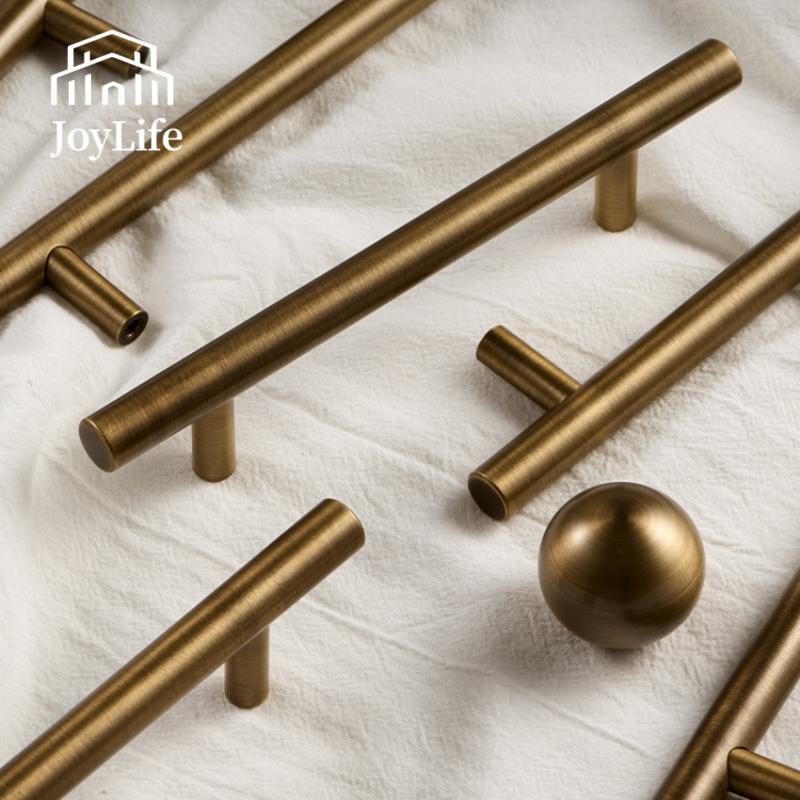 Antique Brass Pull Handle, Solid Brass Vintage and Mid-Century Modern Handle for Cabinet, Wardrobe, and Drawer