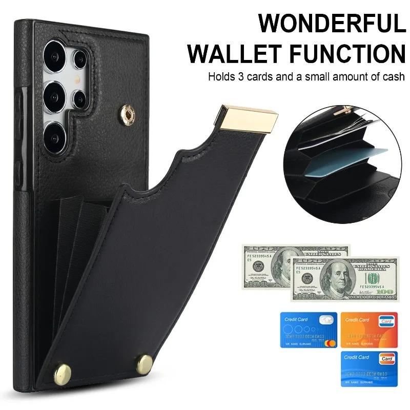 Organ Card Slot Leather Phone Case for Samsung Galaxy S21 S23 FE S25 S24 S22 Ultra Plus A15 A54 A35 A55 A36 A56 A26 Wallet Cover