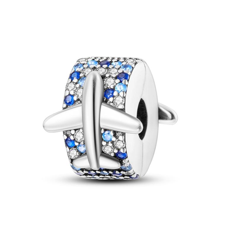 Clip Charm Bead Components Copper Metal Clip Colored Zirconium Fixing Bead Components Stopper Compatible With Authentic Original Bangle Women