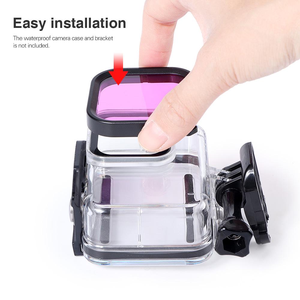3pcs Underwater Filter Lenses Kit Compatible with GoPro Hero 8 Black Camera Waterproof Housing Case