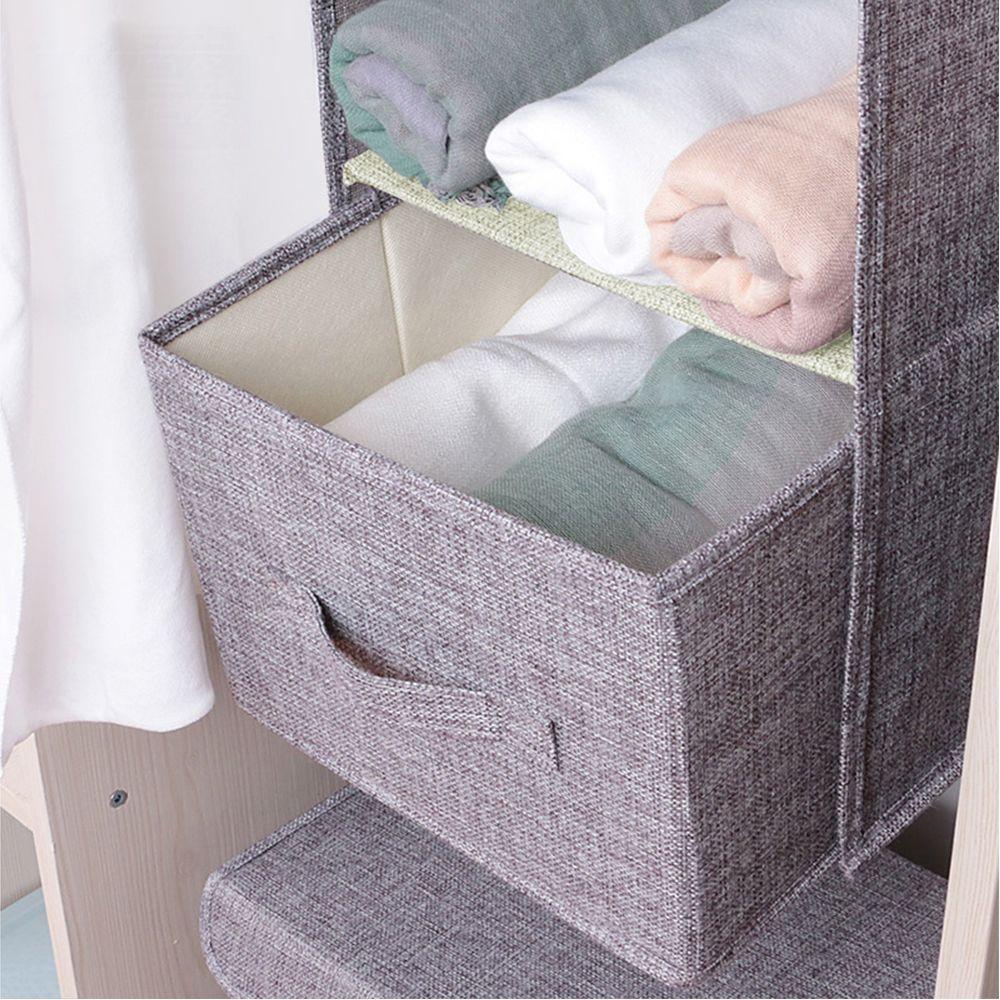 Foldable Cotton Drawer Space Saver Storage Pouch Hanging Clothes Organizer Wardrobe Storage Bags