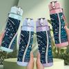 1PC Blue Ethnic Ornament Carpet Pattern 750ml Color Plastic Sports Water Bottle Leakproof Flip Straw Lid Suitable for Sports Office Home Use
