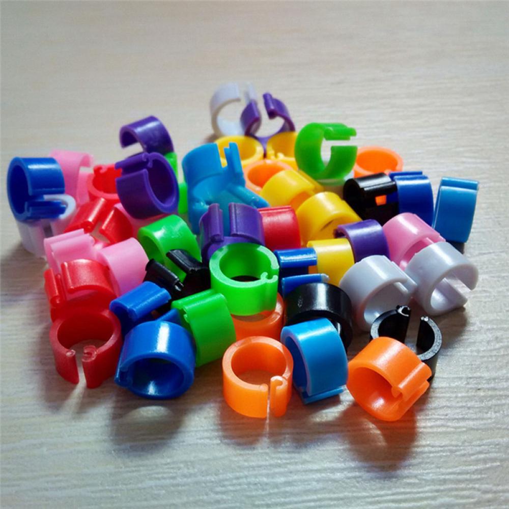 100 Pcs Colorful Bird Animal Leg Band Rings Clip Poultry