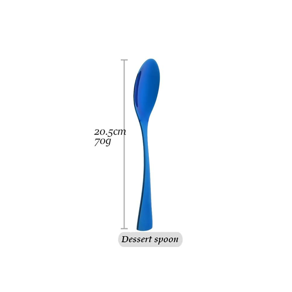 1PCS Dinnerware Mirror Blue 304 Stainless Steel Flatware Fork Knife Spoon Dessert Forks Cutlery Set Tableware For Party Wedding