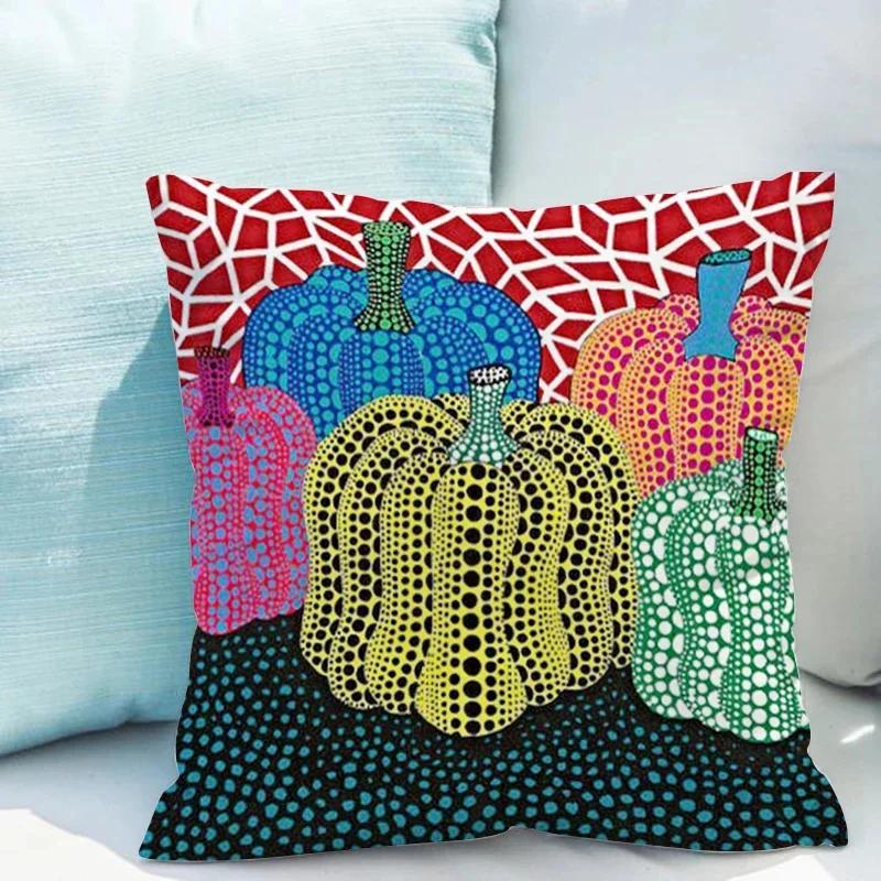 Yayoi Kusama Kürbis Kissenbezug für Wohnzimmer Beidseitig bedruckt Kissenbezug 40x40cm Zierkissenbezüge Dekorative Sofa