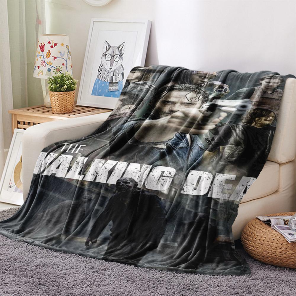 1Pc Walking Dead Print Flannel Blanket, High quality Comfortable for All Seasons, Home Decor, Warmth and Comfort, Perfect for Gifts