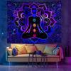 Chakra Meditation Tapestry, Psychedelic Yoga Pose with 7 Chakras Wall Hanging for Bedroom, Living Room & Spiritual Decor