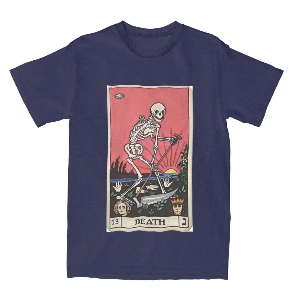 Men Women's Spooky Skeleton Death Tarot T-Shirt Merchandise Cool Cotton Creepy Goth Skull Card T Shirt Top Tee Clothes Printed