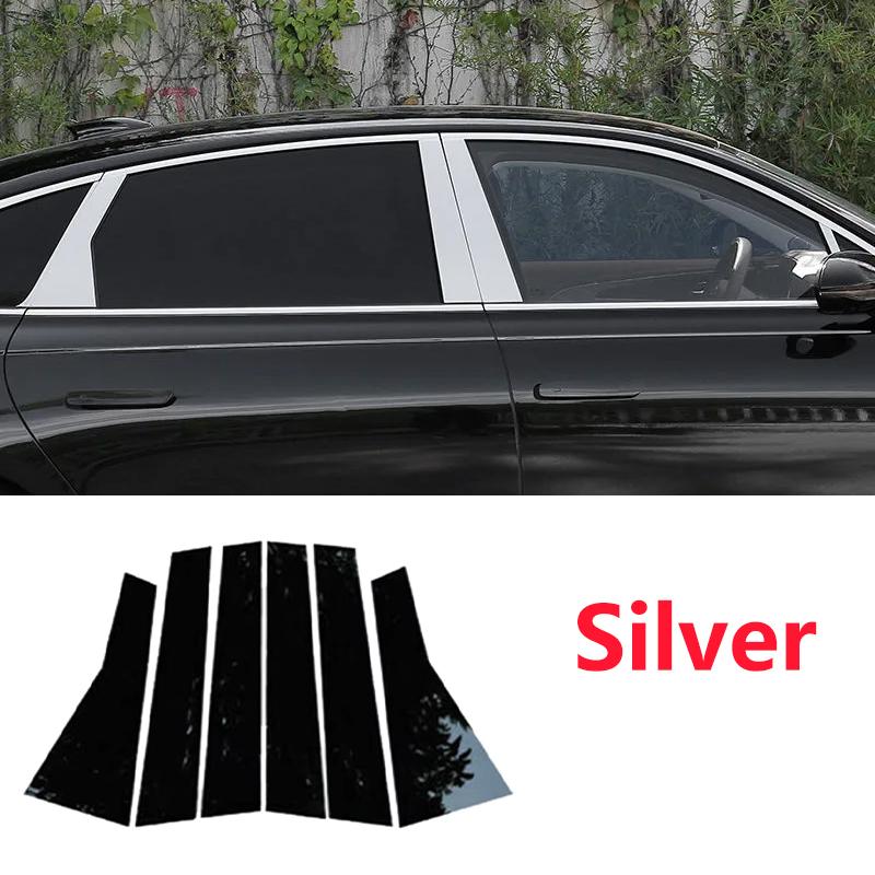 For VW Volkswagen Jetta A7 Accessories GLI ~2024 6PCS Window Trim Covers B C Pillar Center Column Stickers Accessories