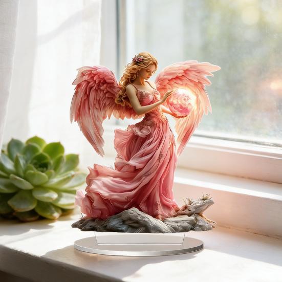 Prayer Angel Table Sign 2D Flat Acrylic Angel Desktop Ornament for Tabletop Shelf Entryway Christmas Home Garden Patio Decor