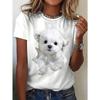 Women's Dog Print Round Neck T-Shirt Graphic Tees Women Tops Short Sleeve T-Shirt Korean Fashion Women's Summer Clothes Y2k