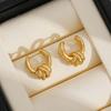 Classics Gold Color Mini Knot Hoop Earrings for Women Girls Stainless Steel Geometric Huggie Ear Buckle Waterproof Jewelry Aros