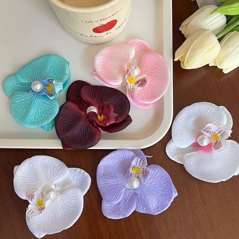 Bohemian Style Butterfly Orchid Hair Clip Sweet Women Side Clip Simple Orchid Flower Hairpin Party
