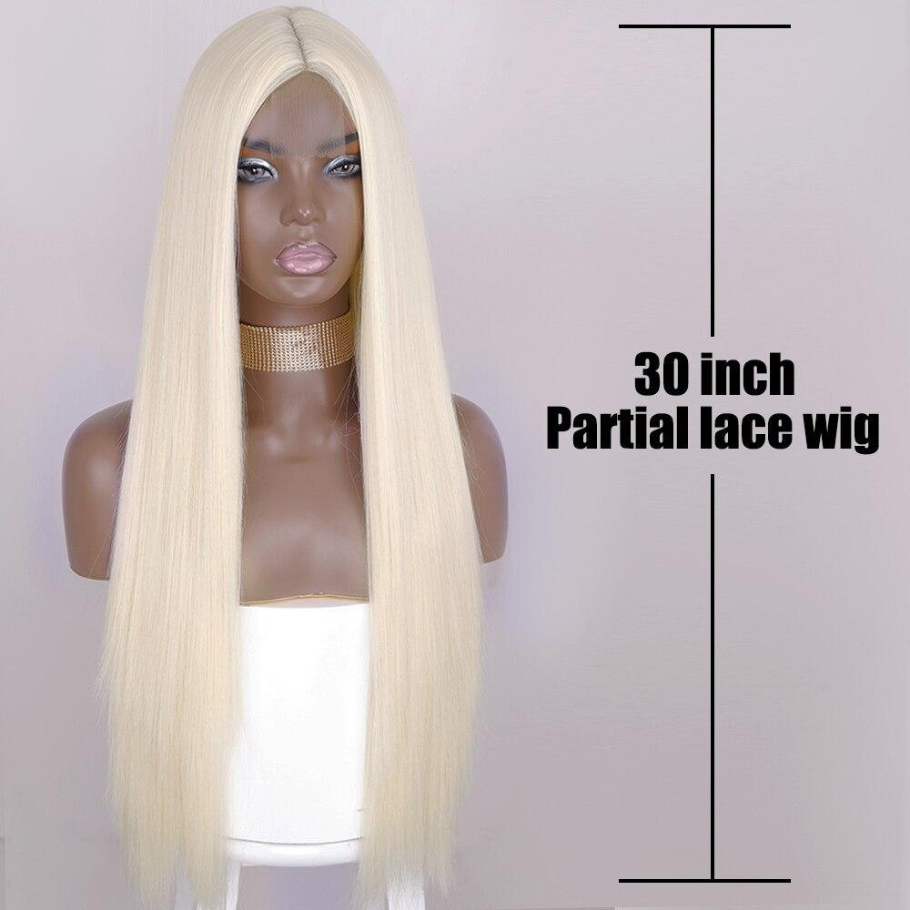 MISSQUEEN Long Straight Blonde Synthetic Wigs for Women Natural Middle Part Wig for Girl Heat Resistant Fiber Natural Looking Wig