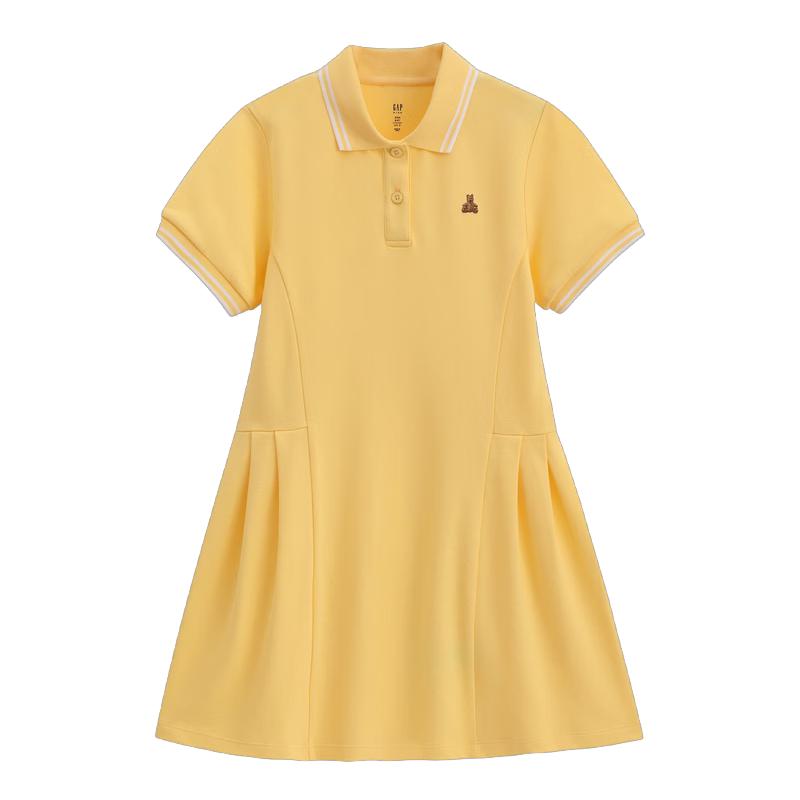 Gap Vestido tipo polo bordado con osito de peluche para niña