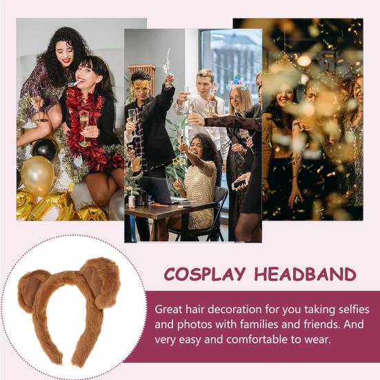 3/4Pcs/Set Brown Bear Ears Headband Plush Animal Ears Costume Hair Hoop Halloween Cosplay Hair Accessories
