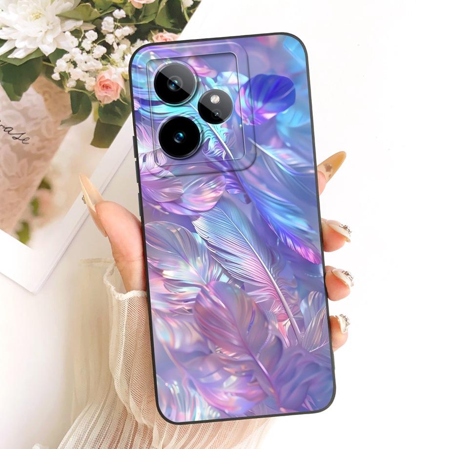 Cartoon Cat Painting Phone Case For Realme GT 7 7T GT 8 Pro  2 Pro GT5 Neo GT3 GT2 Cover Soft Matte Silicone Daisy Flower Bow