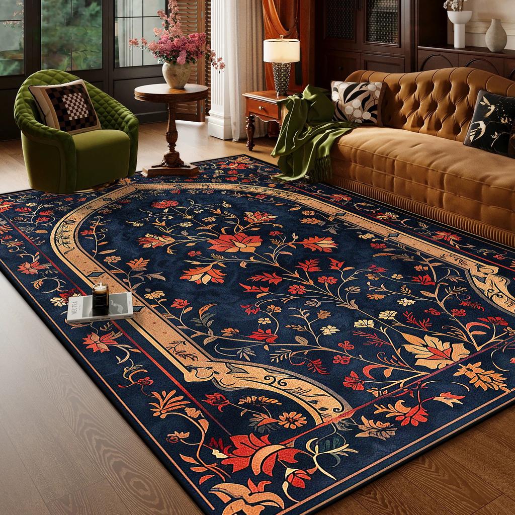 Persian Style Living Room Carpet Luxury Decoration Sofa Area Fluffy Soft Rugs Home Room Non-slip Washable Mat Floor Customizable