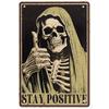 1pc AMOGHASIDDHI Funny Skull Metal Sign Stay Positive Poste Print Wall Art Decor Retro Plaque For Home Pub Club Cafe Decorati