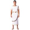 Mens Ancient Greek Toga Costume Short Sleeve Gold Trim Halloween Roman Cosplay Robe