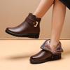 Winter Leather Round Toe Side Zip Comfort Women Ankle Boots Women's Thick Plush Warm Snow Boots Mother Shoes