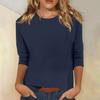 Women Casual T-shirt O-neck Sleeve Pullover Tops Solid Color Slim Fit Tunic Tops Stretchy Tee Shirt Streetwear