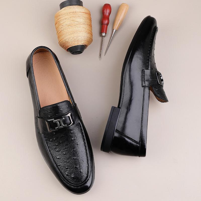 Genuine Leather Casual Shoes Mens New Trend Social Business Dress Shoes Leisure Walk Man Slip On Flats Classic Elegantes Loafers